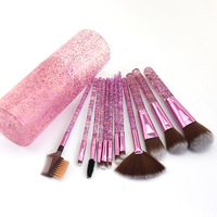 Ensemble de pinceaux de maquillage professionnel WELLFLYER, 12 pièces, fibres synthétiques, logo personnalisé, étiquette privée, étui pour pinceaux de maquillage