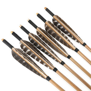 Tiro con l'arco albero della freccia di bambù naturale da 33 pollici OD 8mm con piuma di tacchino da <span class=keywords><strong>5</strong></span> pollici per arco da caccia da 20-70 libbre freccia di bambù fai da te - Product Image 2