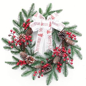 Custom 40Cm Christmas <b>Wreath</b> Garland Red Berry Pe Vine With Ribbon | Door & Wall Decor Sywa40 - Product Image 3