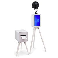 Photo Booth Kayu Warna Kustom 14 18.5 Inch Layar Sentuh Ganda Kios Selfie I5 Mini PC 8GB 256GB SSD Flight Case