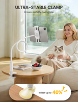 Support de tablette Lamicall STGT03 à bras flexible conique unique, entièrement réglable pour la lecture au lit, compatible avec les appareils de 4,7 à 13 pouces
