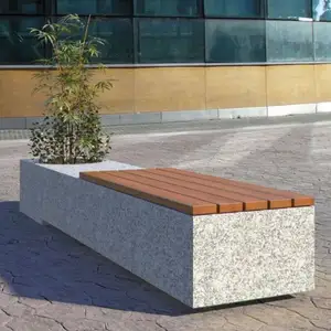 GRC Concrete bench The perfect combination of urban furniture and wooden cushions for outdoor concrete benches