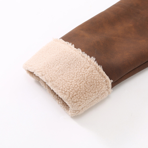 Giacca Invernale Casual da <span class=keywords><strong>Uomo</strong></span> in Poliestere Marrone Effetto Camoscio con Fodera in Pile, Giacca Calda in Finta Pelle di Pecora - Product Image 2