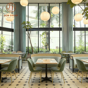 <span class=keywords><strong>Muebles</strong></span> <span class=keywords><strong>de</strong></span> Restaurante Ron Group, Asientos Curvos Tapizados, Mesa Cuadrada <span class=keywords><strong>de</strong></span> Madera, Silla <span class=keywords><strong>de</strong></span> Terciopelo Personalizada, Conjunto Comercial - Product Image 4