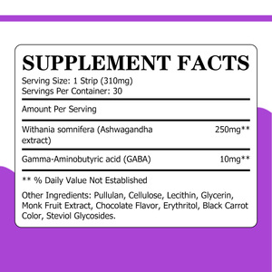 Hot Selling ODM Ashwagandha Oral Strips Chocolate Mocha Flavor Dietary <b>Supplement</b> Support Calmess Relaxation and Reduce Stress - Product Image 2