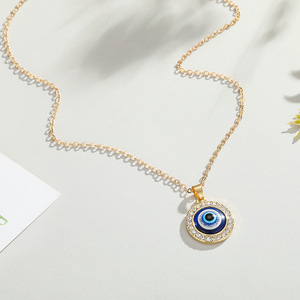 Evil Eye Pendant <strong>Necklace</strong> With Diamond Blue Turkish Eye Kabbalah Protection Gift <strong>Necklace</strong> - Product Image 6