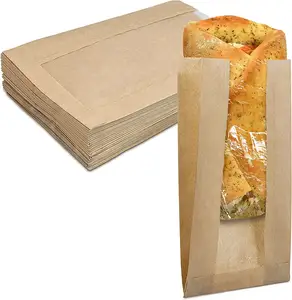 Bolsa de papel de confeitaria para atacado, saco de confeiteiro de papel adesivo resistente à graxa com tamanho da janela 6 em x 2 in x 9 em mantem comida fresca