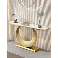 Table d'entrée d'angle moderne de luxe en métal avec plateau en marbre pour salon et entrée
