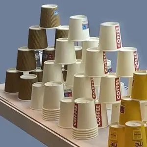 Ensemble de tasses à café en papier biodégradables de 12oz avec couvercles, boissons chaudes recyclables, tasse à café en papier jetable à double paroi à ondulation unique