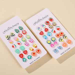 Joyería de moda, aretes coloridos con forma de frutas, resina, juego de aretes para niños, hechos en China - Product Image 2