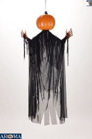 AROMA - Décoration d'Halloween : Homme Citrouille Lumineux Suspendu de 60 Pouces avec Filet Noir, Idéal pour des Affichages d'Halloween Effrayants