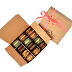 Custom Design Box Environmentally Friendly Kraft Paper Carton 12 Pieces Macaron Cookie Box With Logo Dividers
