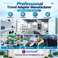 Adaptateur de voyage universel Kantravel 100W PD GaN, charge super rapide, 4 USB-C + 1 USB-A, chargeur portable avec câble rétractable