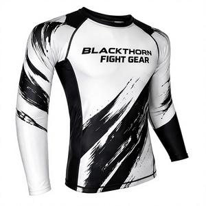 Camiseta de Manga Larga Personalizada para Hombre, Satén Elástico en 4 Direcciones, Transpirable, UPF50+, Antibacteriana, para MMA y BJJ, OEM - Product Image 1