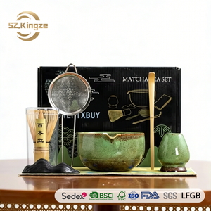 Kingze Kit Matcha Professionnel de Luxe 7 Pièces, Coffret Cadeau Japonais Chawan avec Fouet Matcha et <span class=keywords><strong>Bol</strong></span> en Céramique - Product Image 1