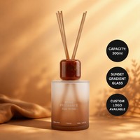 Bouteille diffuseur à roseaux en verre dépoli dégradé coucher de soleil 300 ml, récipient rond d'aromathérapie, parfum d'ambiance pour la maison