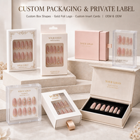 Lot de 24 faux ongles en ABS à presser, avec colle et adhésifs inclus, lime et tampon préparateur – Kit de manucure complet