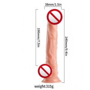 Dildo réaliste imperméable en PVC de 240 mm, jouet sexuel pour adultes, ultra doux, épais, <span class=keywords><strong>anal</strong></span>, pour femmes, avec manche incurvé, portable QS-B003 - Product Image 2