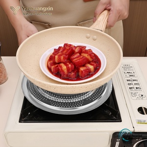 Almohadilla de cocina de acero inoxidable con mango, protector de sartén conductor de calor, almohadilla de aislamiento térmico antiescaldaduras para acampar - Product Image 2