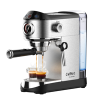Machine à expresso semi-automatique 20 bars 1450W en acier inoxydable avec buse vapeur et mousseur à lait pour cappuccino et latte 1,1L