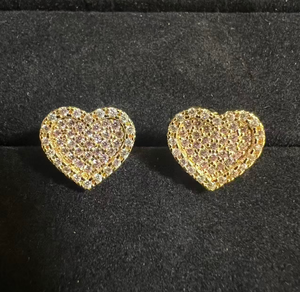 Dropshipping Stainless Steel Heart-Shaped Crystal/Rhinestone <strong>Earrings</strong> <strong>Handmade</strong> Inlay Clasp Design 18K Gold Plated Light Luxury - Product Image 1