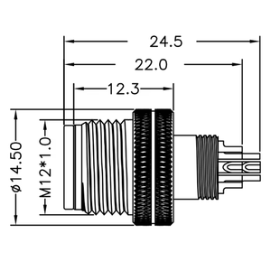 Connecteur d'aviation mâle M12 surmoulé 3, 4, 5, 8, 12, 17 broches, étanche IP67 pour applications automobiles et extérieures, -25~+85°C - Product Image 4