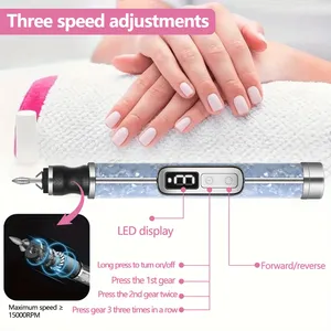LINMANDA Professional Electric Nail Drill Machine Cordless Rechargeable 3 <b>Speed</b> Portable Efile for Thick Toenails Home Salon Kit - Product Image 4