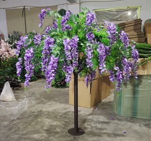 T Table Decore Mariage <span class=keywords><strong>Fleur</strong></span> Rose Arbre Centre de Table Artificielle <span class=keywords><strong>Violette</strong></span> <span class=keywords><strong>Fleur</strong></span> de Cerisier Fausse Glycine Arbre Artificiel à Vendre - Product Image 4