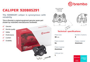 קליפר בלם אחורי כפול בוכנות מאלומיניום 84 מ\\\"מ 34 מ\\\"מ לאופנוע אוניברסלי עבור סוזוקי ימאהה RSZ JOG NIU קטנוע שטח - Product Image 4