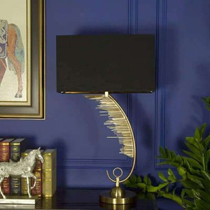 Sang trọng vàng bảng đèn nghệ thuật cong Kim Loại Cơ sở với hình chữ nhật màu đen <span class=keywords><strong>Shade</strong></span> cho phòng ngủ, phòng khách, khách sạn & thiết kế trang trí nội thất - Product Image 5