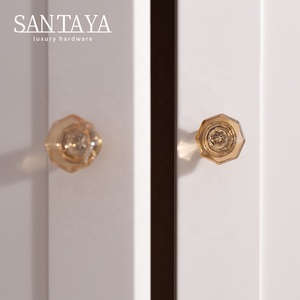 Poignées de meuble Santaya en laiton, transparentes, couleur champagne, avec cristaux, créatives, pour armoire de chambre, coiffeuse et tiroirs - Product Image 6