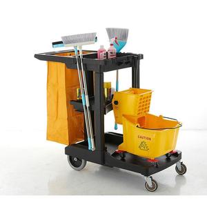 Chariot de service hôtelier Double Swords 117,5x54x97,5 à trois niveaux avec 4 roulettes pivotantes pour le recyclage et le nettoyage de la vaisselle - Product Image 4