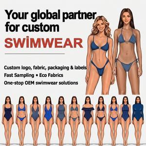 Conjunto de bikini para mujer con logo personalizado, colgante de anillo metálico, ribete con volantes y tiras de doble forro, de fabricante de lencería de baño - Product Image 4