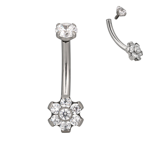 El más nuevo Titanium Curved Barbell 3 Marquise CZ Curved Barbell Eyebrow - Product Image 2