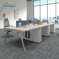 Escritorio de Oficina Modular de Lujo Moderno para 6 Personas, Mesa para Personal con Estructura de Acero y Cajones