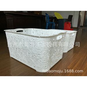 Plastic <b>Storage</b> <b>Basket</b> Rectangle With Handles <b>Large</b> Capacity For Home Organizing - Product Image 5