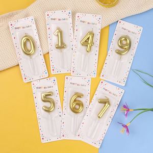 Bougies numérotées de 0 à 9 pour gâteau d'anniversaire, décoratives, argent et or - Product Image 1