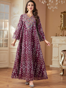 Nouvelles Abayas brodées de Dubaï pour femmes, robe de soirée maxi musulmane, kaftan turc, djellaba, robe islamique, jalabiya - Product Image 1