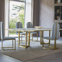 Ensemble Table à Manger Rectangulaire de Luxe Moderne 4, 6 ou 8 Places Meubles de Salle à Manger Table à Manger Plateau en Marbre