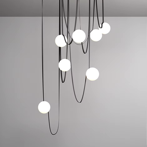 Nhà Máy Giá Da Vành Đai Mặt Dây Chuyền Đèn Thủy Tinh Bóng Râm DIY Hình Dạng Tối Giản Dòng Đèn Chùm Cho Khách Sạn Phòng Khách Cầu Thang - Product Image 2