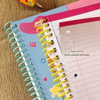 Carnet de notes quotidien pour étudiants, format A4, couverture rigide, reliure spirale rose girly, lignage léger 8 mm