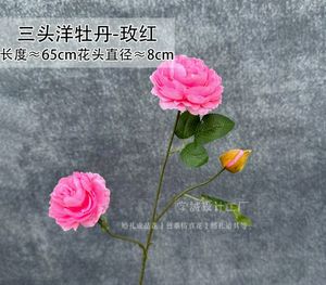 Arrangement de banquet de mariage rose rouge fait à la main Banquet de fiançailles fleurs artificielles pour décoration de salle de mariage artisanat utilisé - Product Image 6