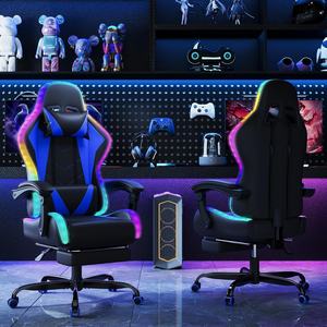 Coussin de siège à ressort de poche Massage chaise de jeu ergonomique RGB LED Sillas <span class=keywords><strong>Gamer</strong></span> Play Game Racing Chair avec haut-parleurs <span class=keywords><strong>Bluetooth</strong></span> - Product Image 6