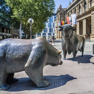 Statues de taureau et d'ours en métal personnalisées célèbres, sculpture de taureau et d'ours en bronze en <span class=keywords><strong>charge</strong></span>, à vendre - Product Image 5
