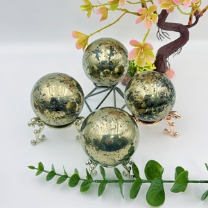 Esfera de Pirita Ecológica de Alta Calidad al por Mayor, Tallada en Cristal Natural, Bola de Cristal Curativa, Artesanía, Regalo, Decoración - Product Image 5