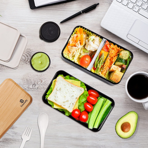 Lonchera Bento para Adultos con Compartimentos (47oz), Lonchera Bento Apilable, Contenedor Rectangular para Alimentos con Juego de Cubiertos - Product Image 4