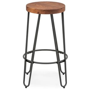 Ergonomic Contemporary Counter Height Pub <b>Stool</b> Decorative Metal Frame with Wooden Top Bar Restaurants Hotels Outdoor Settings - Product Image 6