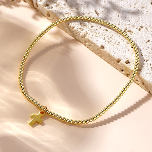 Nouveau luxe <span class=keywords><strong>18k</strong></span> or rempli perles Bracelets femmes mode charme étanche en acier inoxydable or perlé Bracelet bijoux pour cadeau - Product Image 5