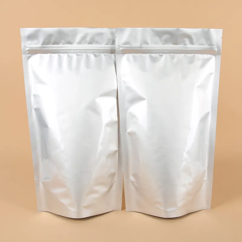स्टॉक मायलर बैग एल्युमिनियम फॉयल स्टैंड अप पाउच खाद्य पैकेजिंग भंडारण डॉयपैक बैग सूखे फल पैकेजिंग के लिए पाउच