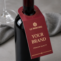 Étiquette suspendue pour bouteille, emballage personnalisé en boîte, boîte en papier pour bouteille de vin, emballage haut de gamme et promotion de la marque